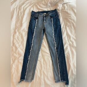 Hayden Blue Skinny Jeans with Striking Two-Tone Design
